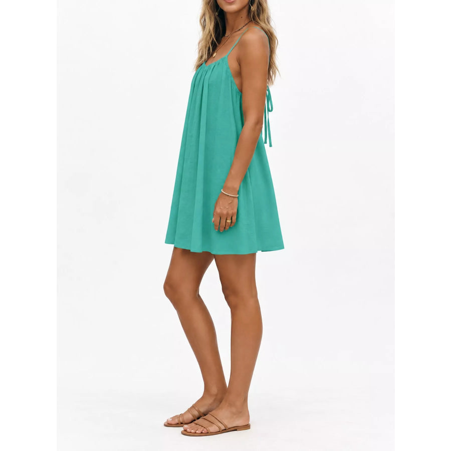 Full Size Backless Spaghetti Strap A-Line Mini Dress Plus Apparel and Accessories