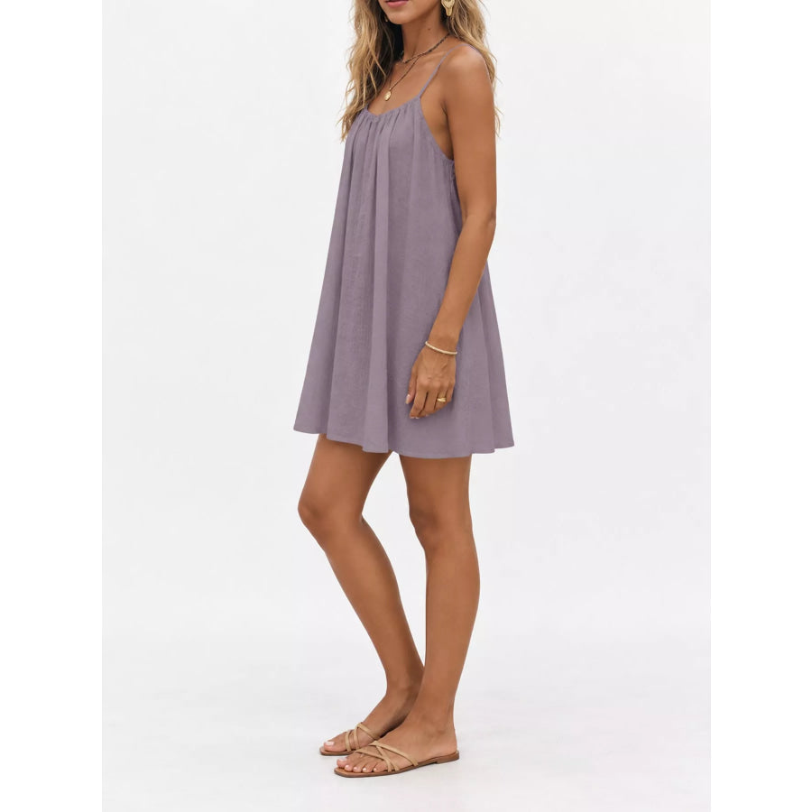 Full Size Backless Spaghetti Strap A-Line Mini Dress Plus Apparel and Accessories