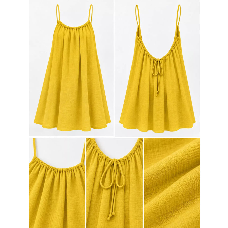 Full Size Backless Spaghetti Strap A-Line Mini Dress Plus Apparel and Accessories