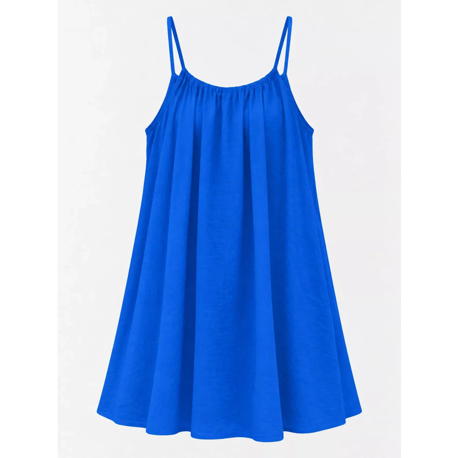 Full Size Backless Spaghetti Strap A-Line Mini Dress Plus Apparel and Accessories
