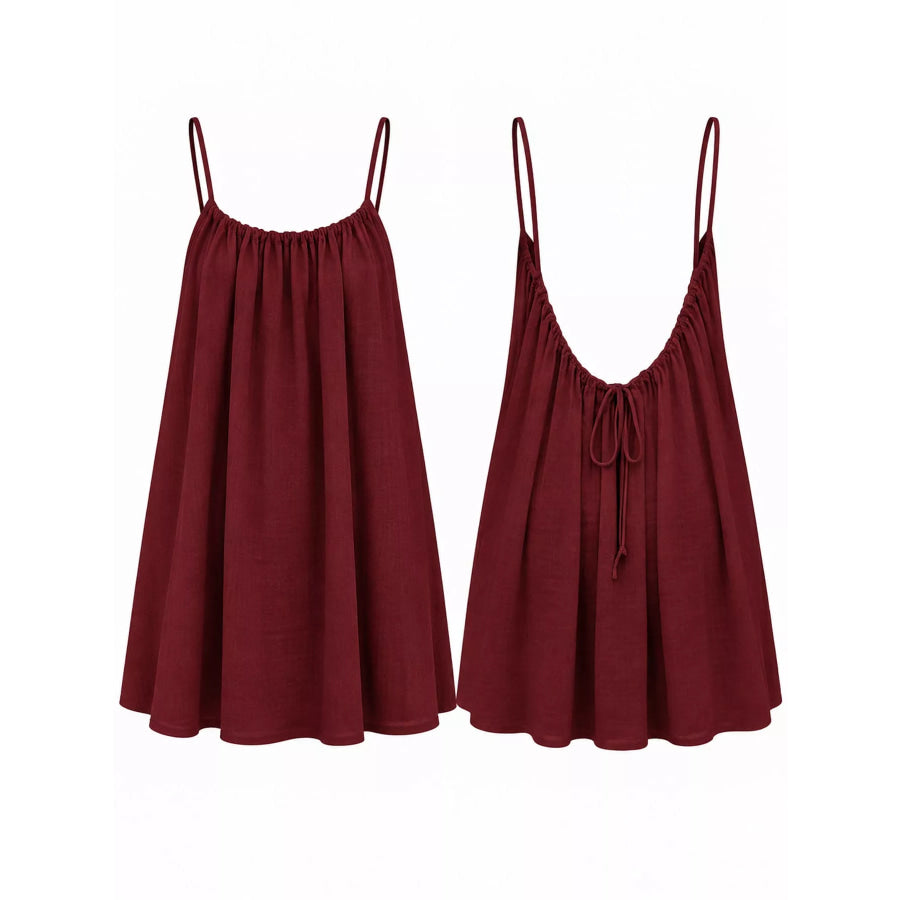 Full Size Backless Spaghetti Strap A-Line Mini Dress Plus Apparel and Accessories