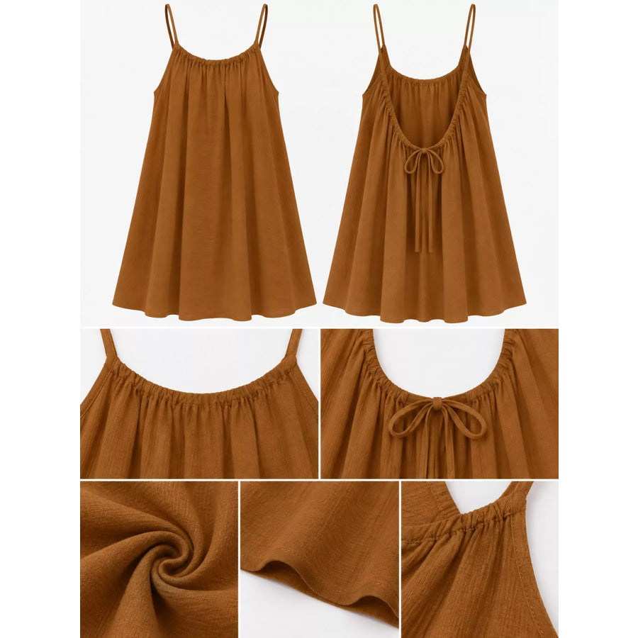 Full Size Backless Spaghetti Strap A-Line Mini Dress Plus Apparel and Accessories