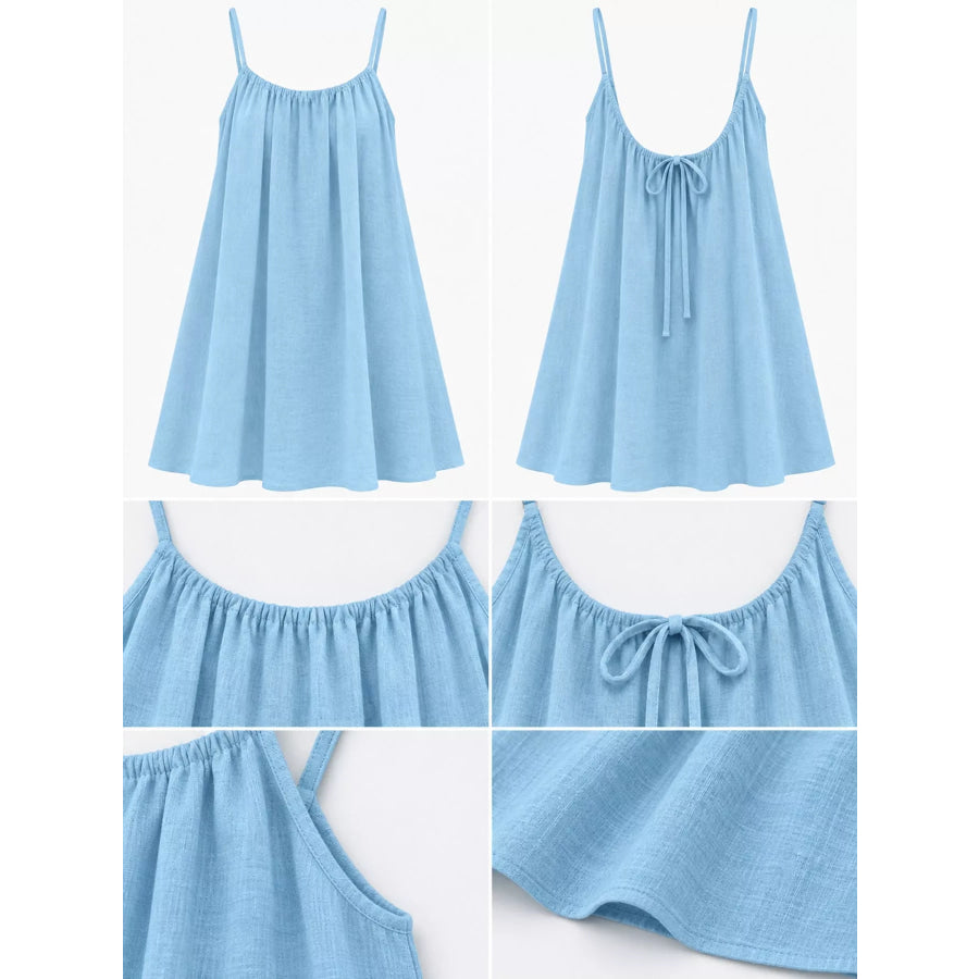 Full Size Backless Spaghetti Strap A-Line Mini Dress Plus Apparel and Accessories