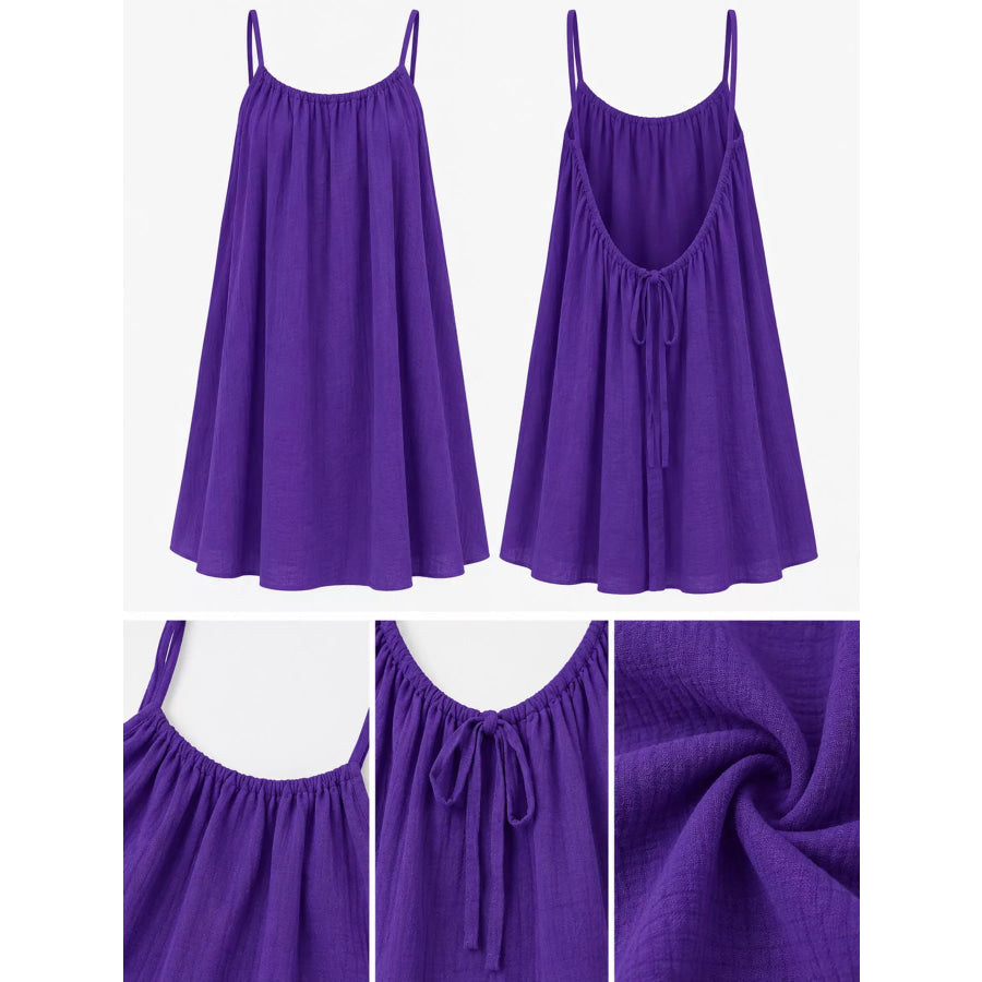 Full Size Backless Spaghetti Strap A-Line Mini Dress Plus Apparel and Accessories