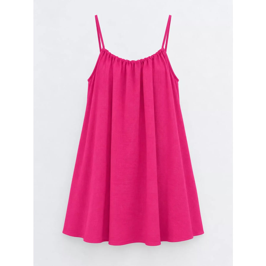 Full Size Backless Spaghetti Strap A-Line Mini Dress Plus Apparel and Accessories