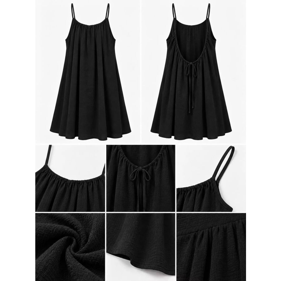 Full Size Backless Spaghetti Strap A-Line Mini Dress Plus Apparel and Accessories