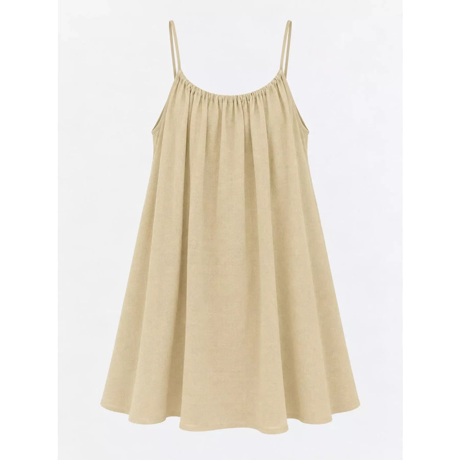 Full Size Backless Spaghetti Strap A-Line Mini Dress Plus Apparel and Accessories