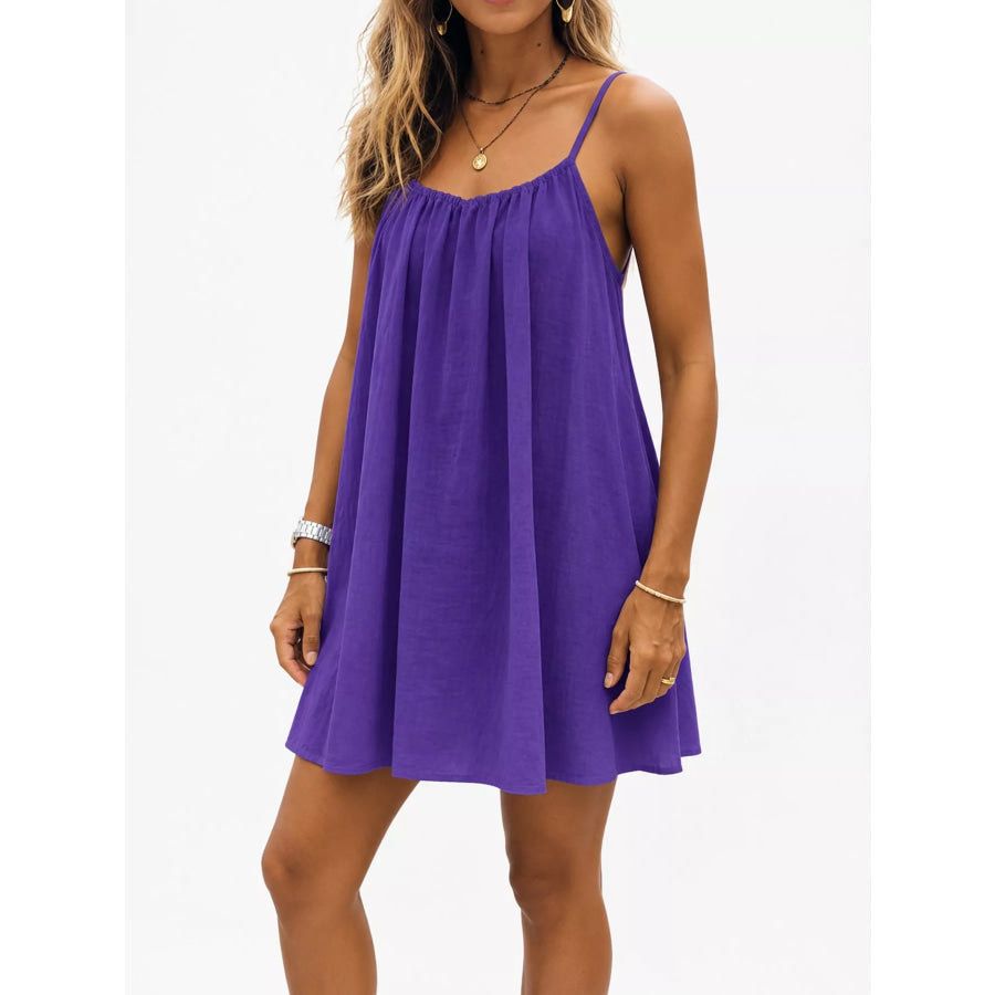 Full Size Backless Spaghetti Strap A-Line Mini Dress Plus Apparel and Accessories
