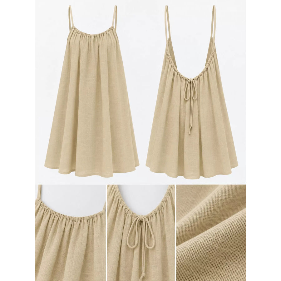 Full Size Backless Spaghetti Strap A-Line Mini Dress Plus Apparel and Accessories