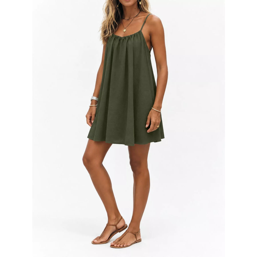 Full Size Backless Spaghetti Strap A-Line Mini Dress Plus Apparel and Accessories