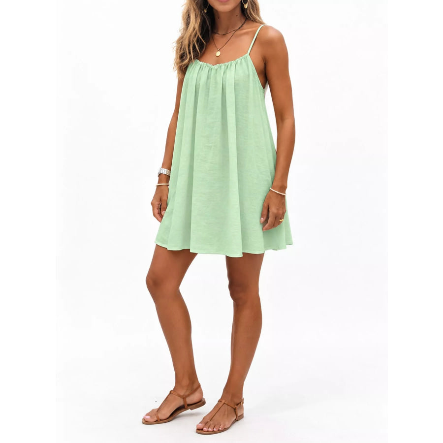 Full Size Backless Spaghetti Strap A-Line Mini Dress Plus Apparel and Accessories