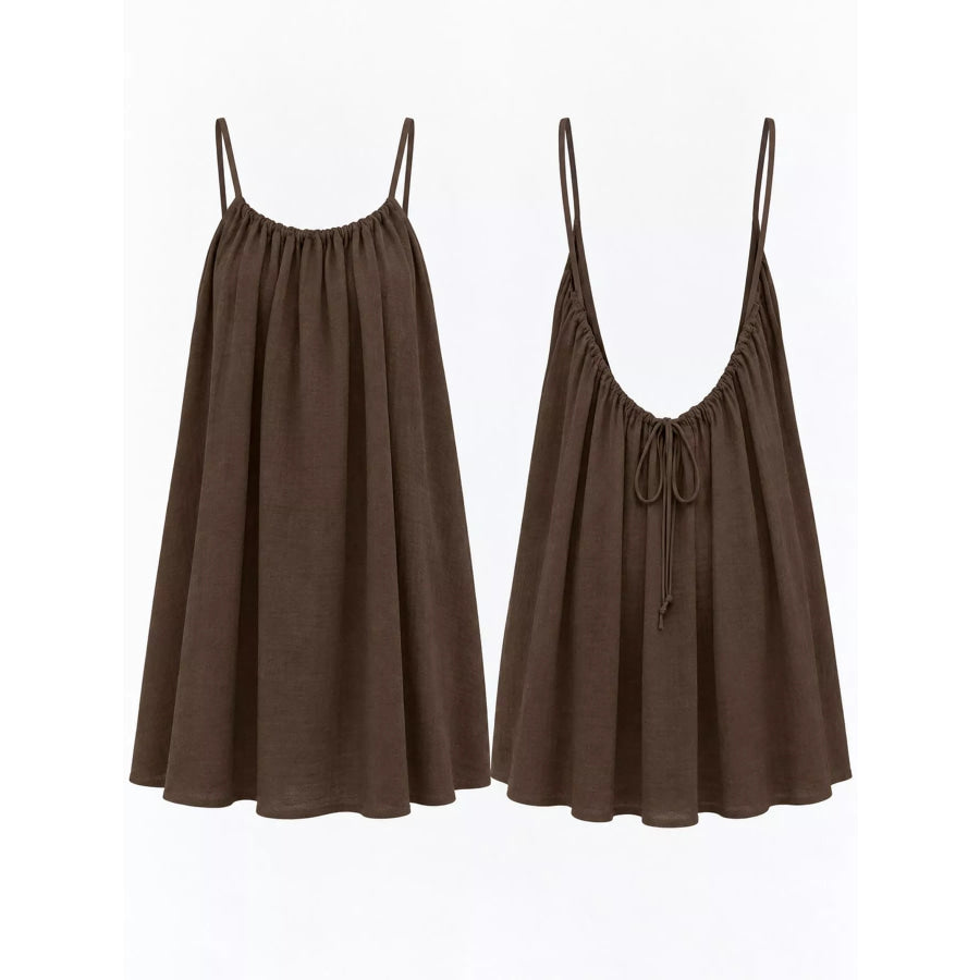 Full Size Backless Spaghetti Strap A-Line Mini Dress Plus Apparel and Accessories