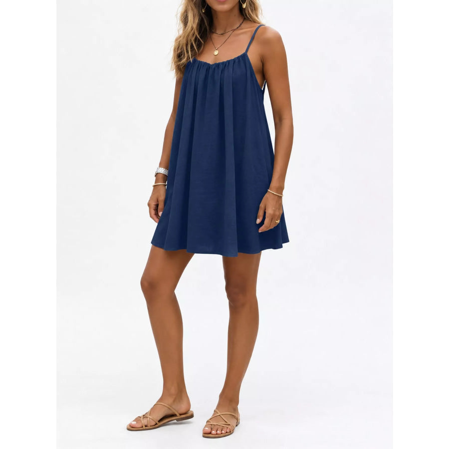 Full Size Backless Spaghetti Strap A-Line Mini Dress Plus Apparel and Accessories