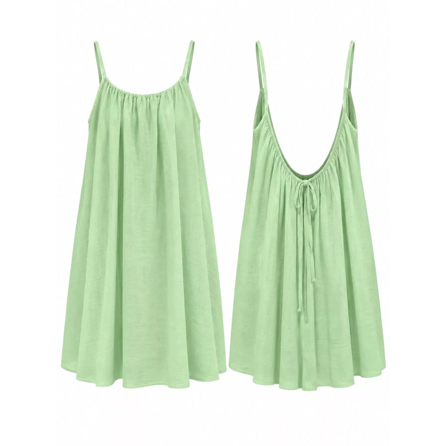 Full Size Backless Spaghetti Strap A-Line Mini Dress Plus Apparel and Accessories