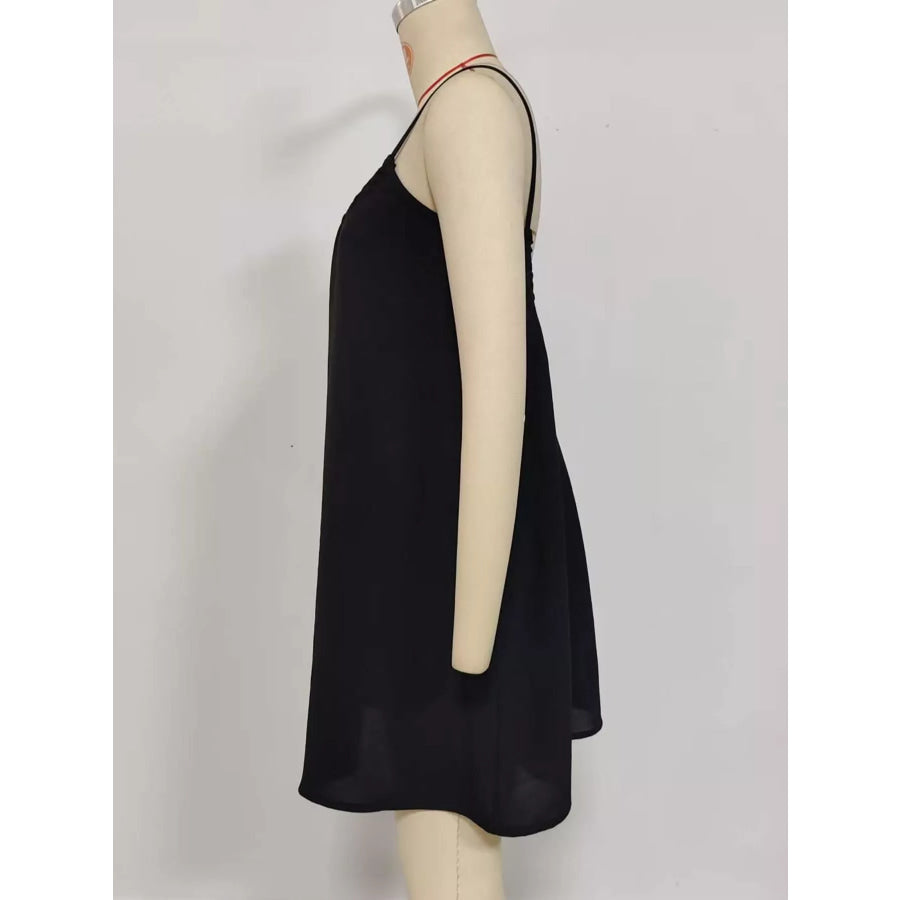 Full Size Backless Spaghetti Strap A-Line Mini Dress Plus Apparel and Accessories