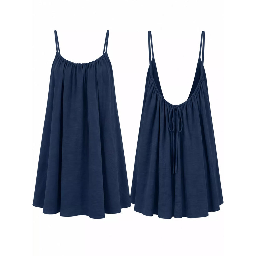 Full Size Backless Spaghetti Strap A-Line Mini Dress Plus Apparel and Accessories