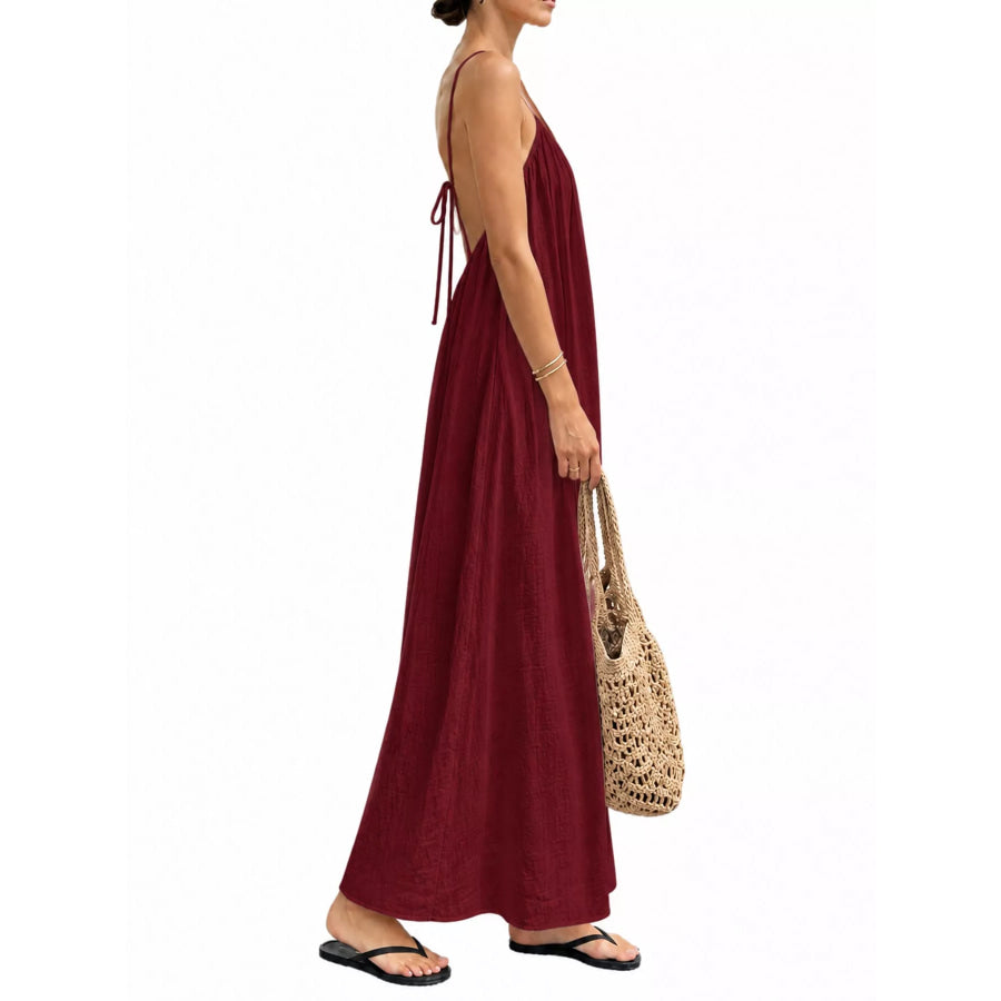 Full Size Backless Spaghetti Strap Maxi Dress Plus Apparel and Accessories