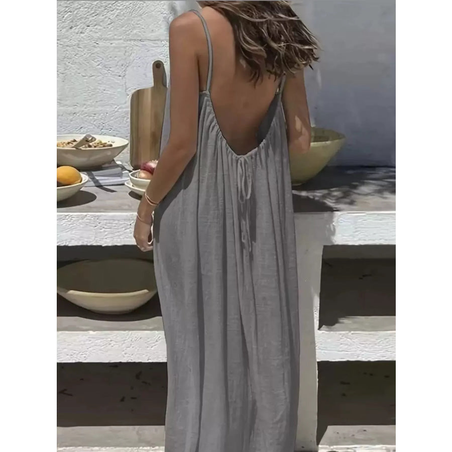 Full Size Backless Spaghetti Strap Maxi Dress Plus Apparel and Accessories