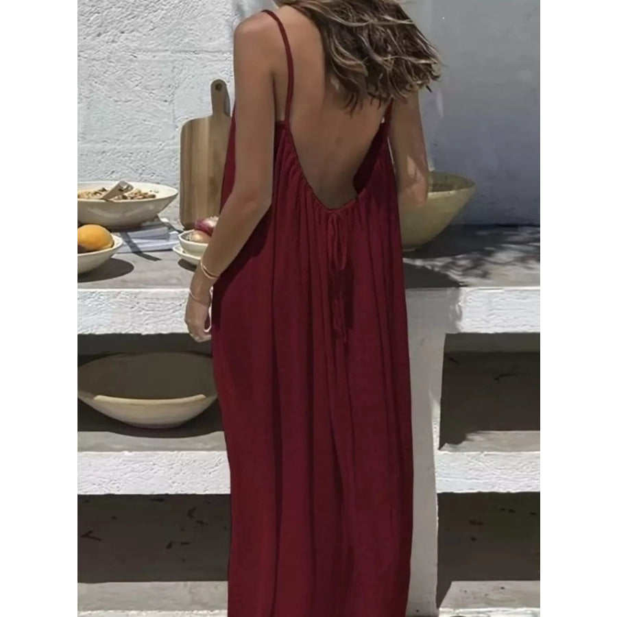 Full Size Backless Spaghetti Strap Maxi Dress Plus Apparel and Accessories
