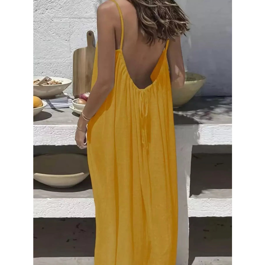 Full Size Backless Spaghetti Strap Maxi Dress Plus Apparel and Accessories