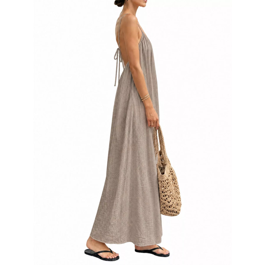 Full Size Backless Spaghetti Strap Maxi Dress Plus Apparel and Accessories