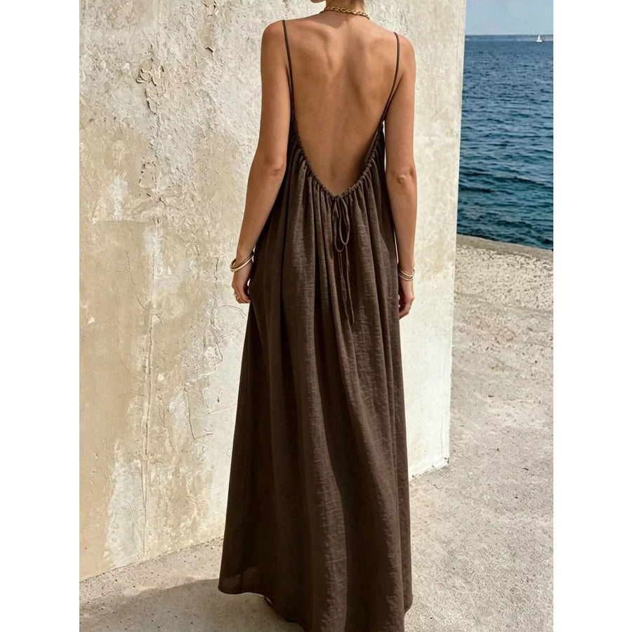 Full Size Backless Spaghetti Strap Maxi Dress Plus Apparel and Accessories