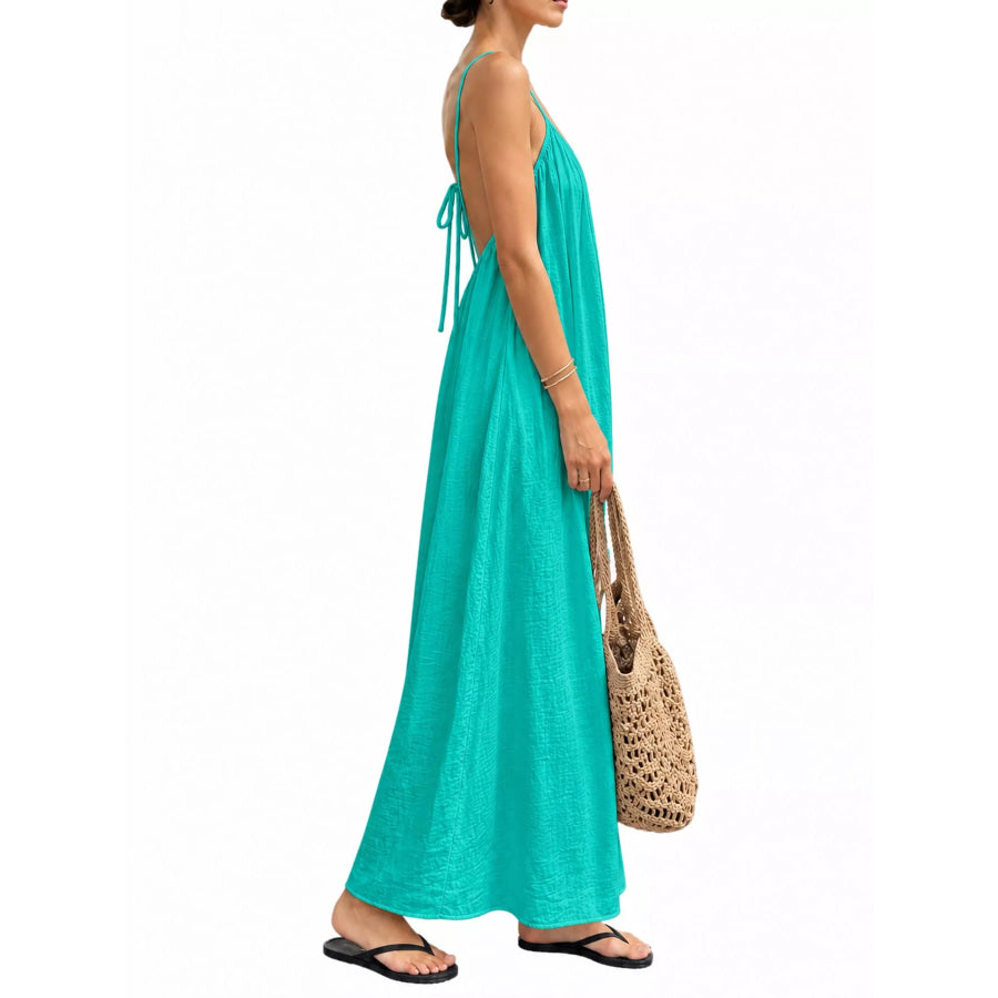 Full Size Backless Spaghetti Strap Maxi Dress Plus Apparel and Accessories