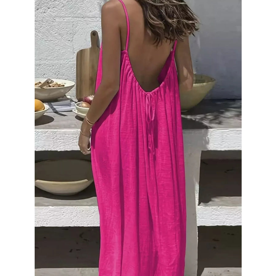 Full Size Backless Spaghetti Strap Maxi Dress Plus Apparel and Accessories