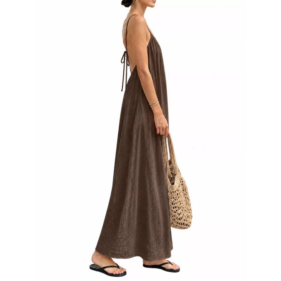 Full Size Backless Spaghetti Strap Maxi Dress Plus Apparel and Accessories
