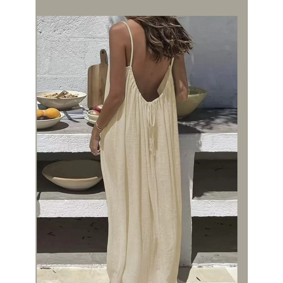 Full Size Backless Spaghetti Strap Maxi Dress Plus Apparel and Accessories