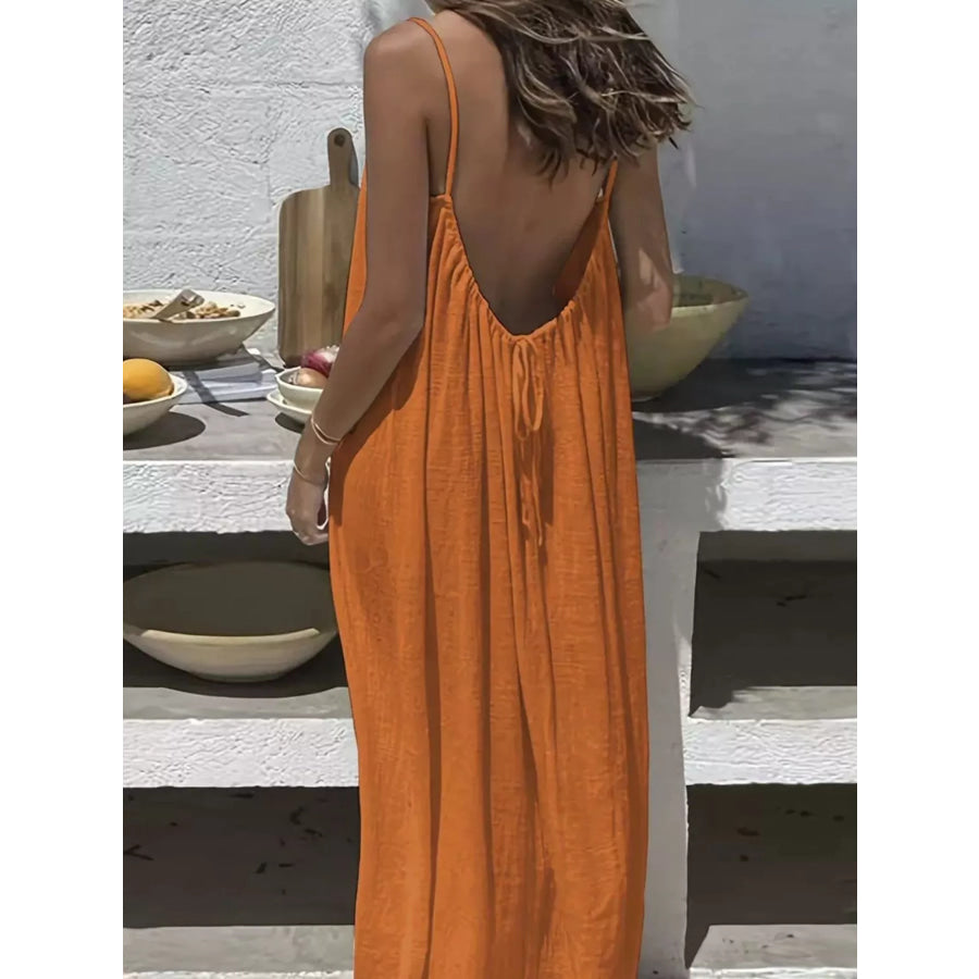 Full Size Backless Spaghetti Strap Maxi Dress Plus Apparel and Accessories
