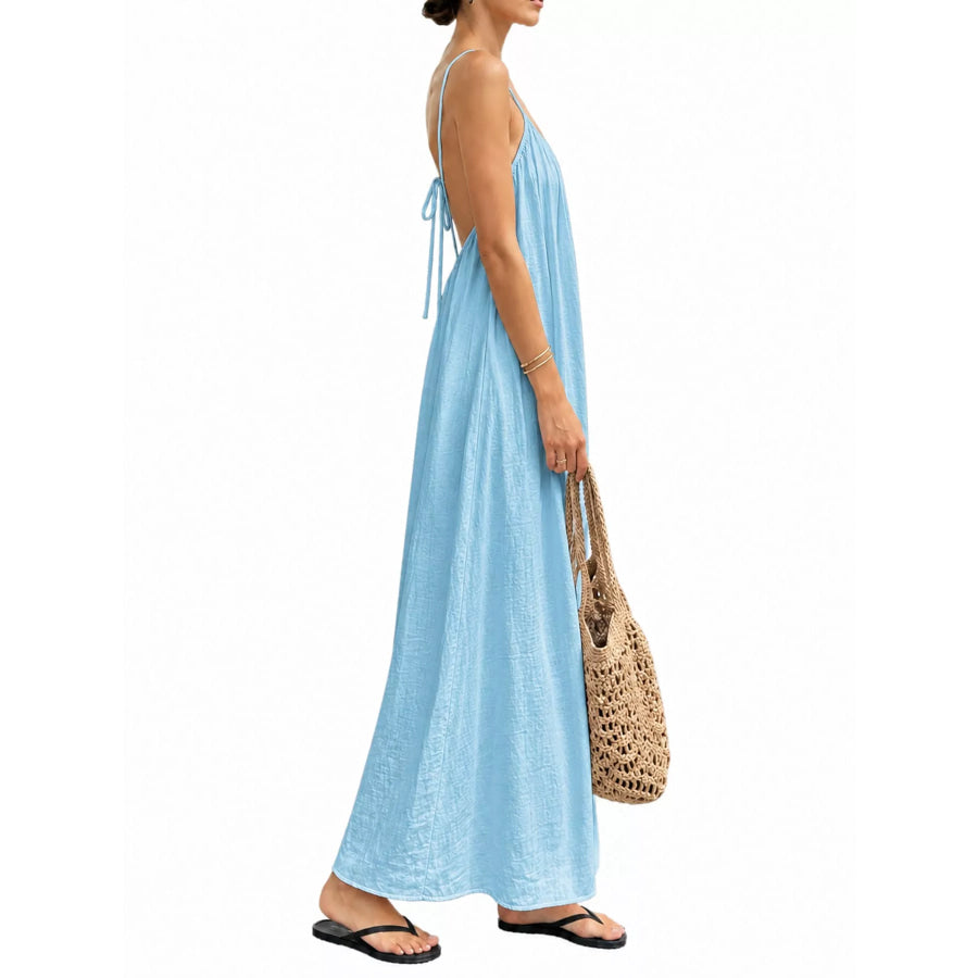 Full Size Backless Spaghetti Strap Maxi Dress Plus Apparel and Accessories
