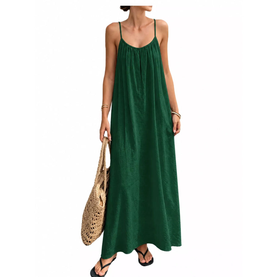 Full Size Backless Spaghetti Strap Maxi Dress Plus Dark Green / S Apparel and Accessories
