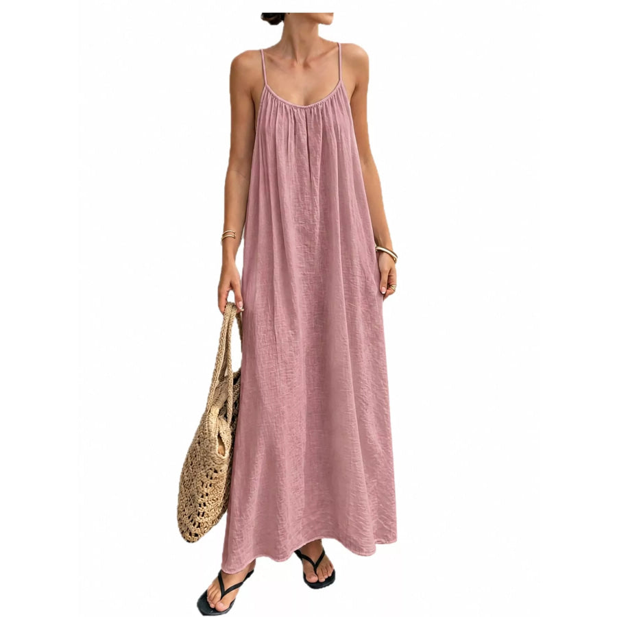 Full Size Backless Spaghetti Strap Maxi Dress Plus Dusty Pink / S Apparel and Accessories
