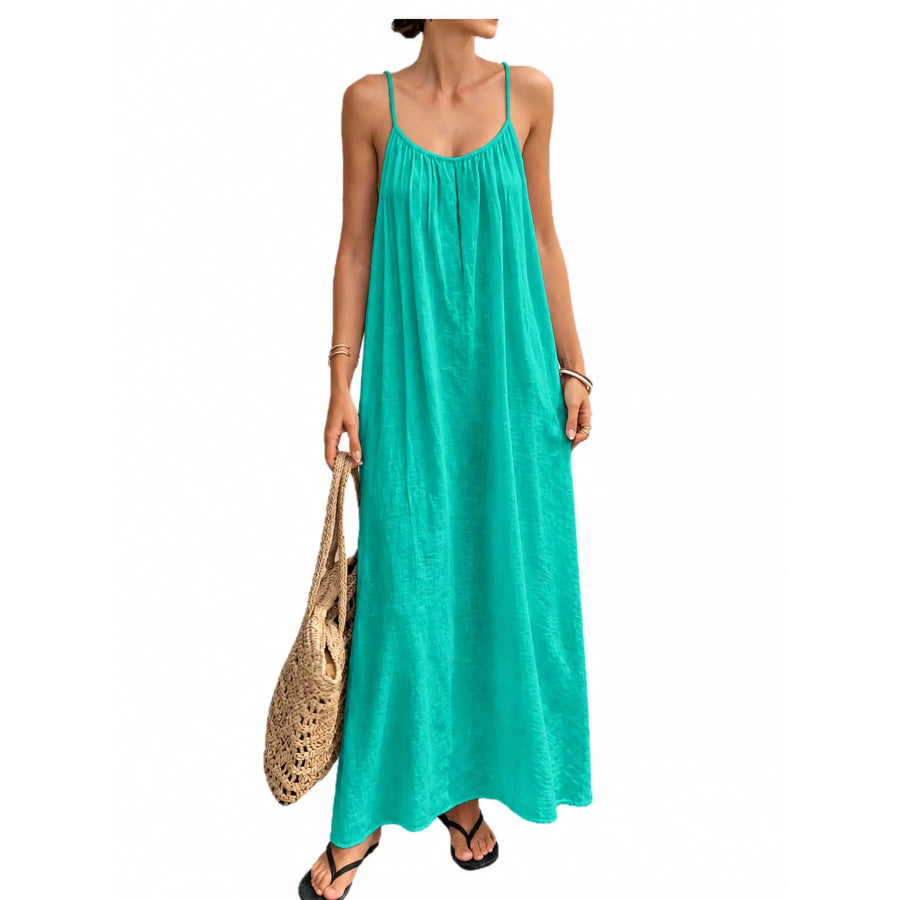 Full Size Backless Spaghetti Strap Maxi Dress Plus Emerald Green / S Apparel and Accessories