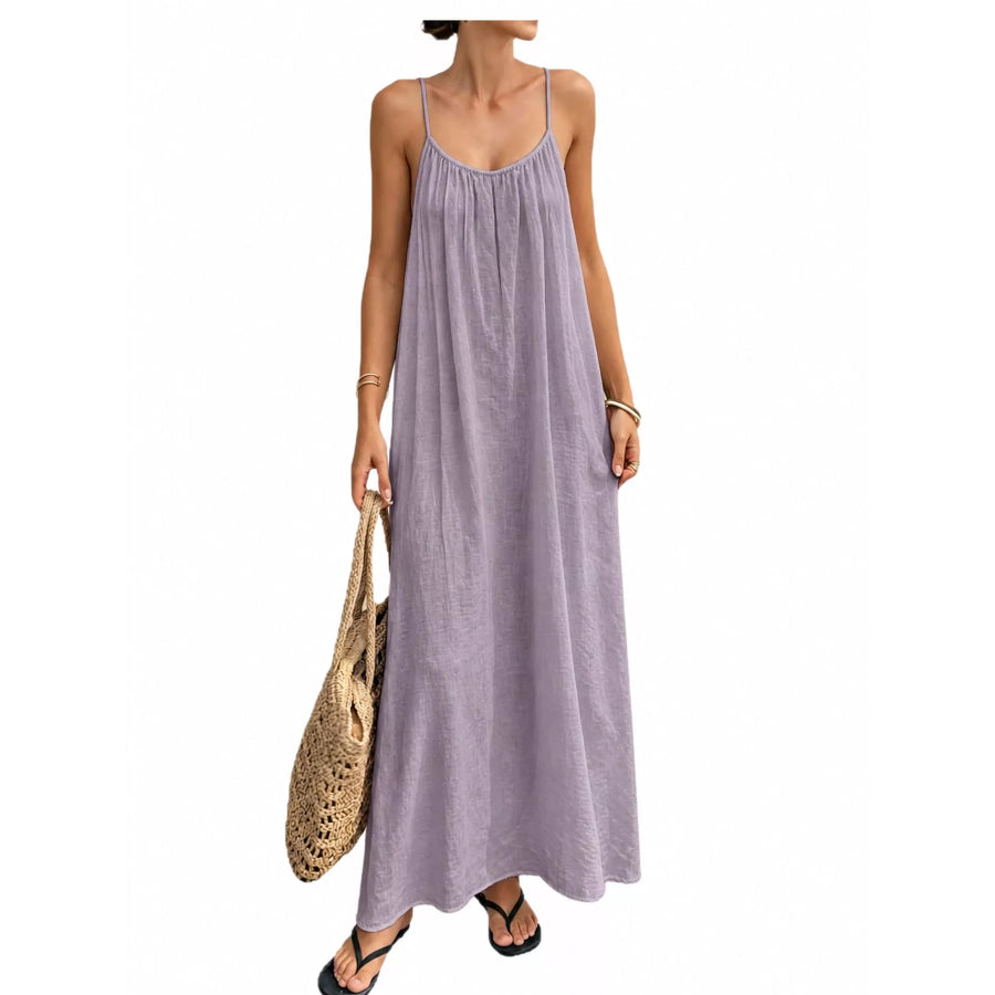 Full Size Backless Spaghetti Strap Maxi Dress Plus Light Purple / S Apparel and Accessories