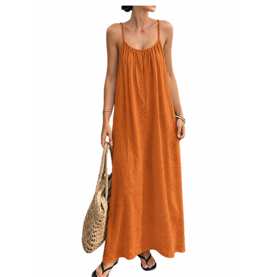 Full Size Backless Spaghetti Strap Maxi Dress Plus Orange / S Apparel and Accessories