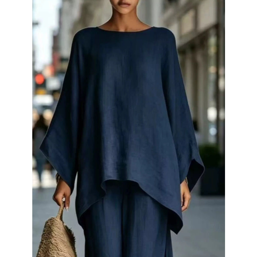 Full Size Batwing Sleeve Top and Wide-Leg Pants Set Plus Apparel Accessories