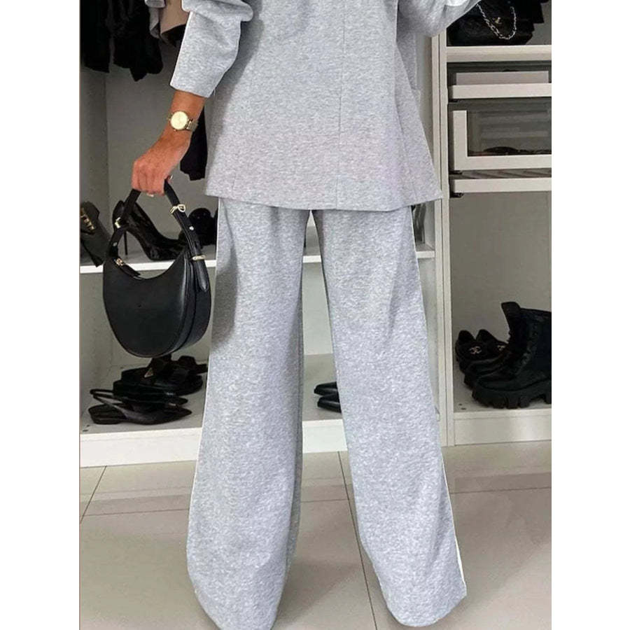 Full Size Blazer and Wide-Leg Trouser Set with Side Stripe Detail Plus Apparel Accessories