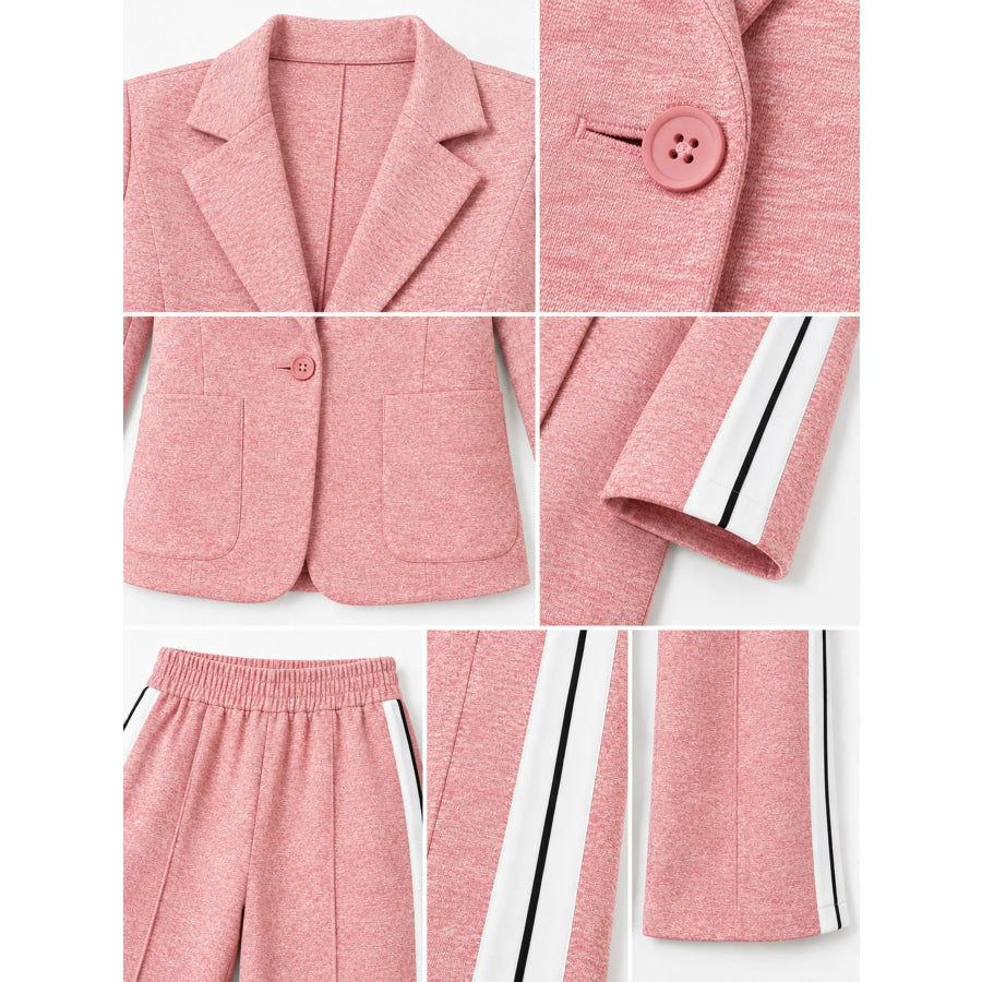 Full Size Blazer and Wide-Leg Trouser Set with Side Stripe Detail Plus Apparel Accessories