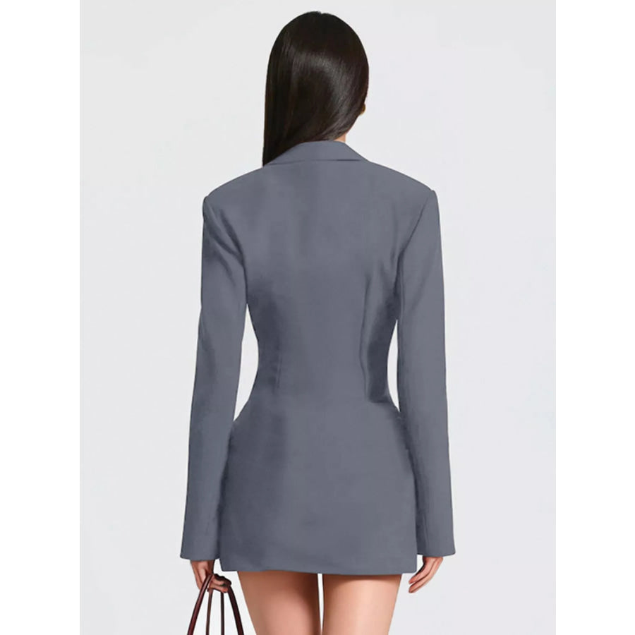 Full Size Blazer-Style Long Sleeve Mini Dress Plus Size Apparel and Accessories