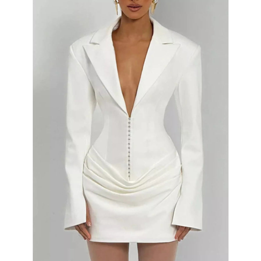 Full Size Blazer-Style Long Sleeve Mini Dress Plus Size Apparel and Accessories
