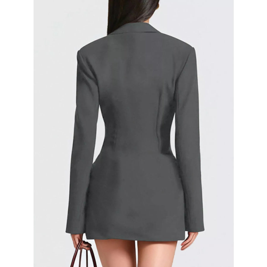 Full Size Blazer-Style Long Sleeve Mini Dress Plus Size Apparel and Accessories