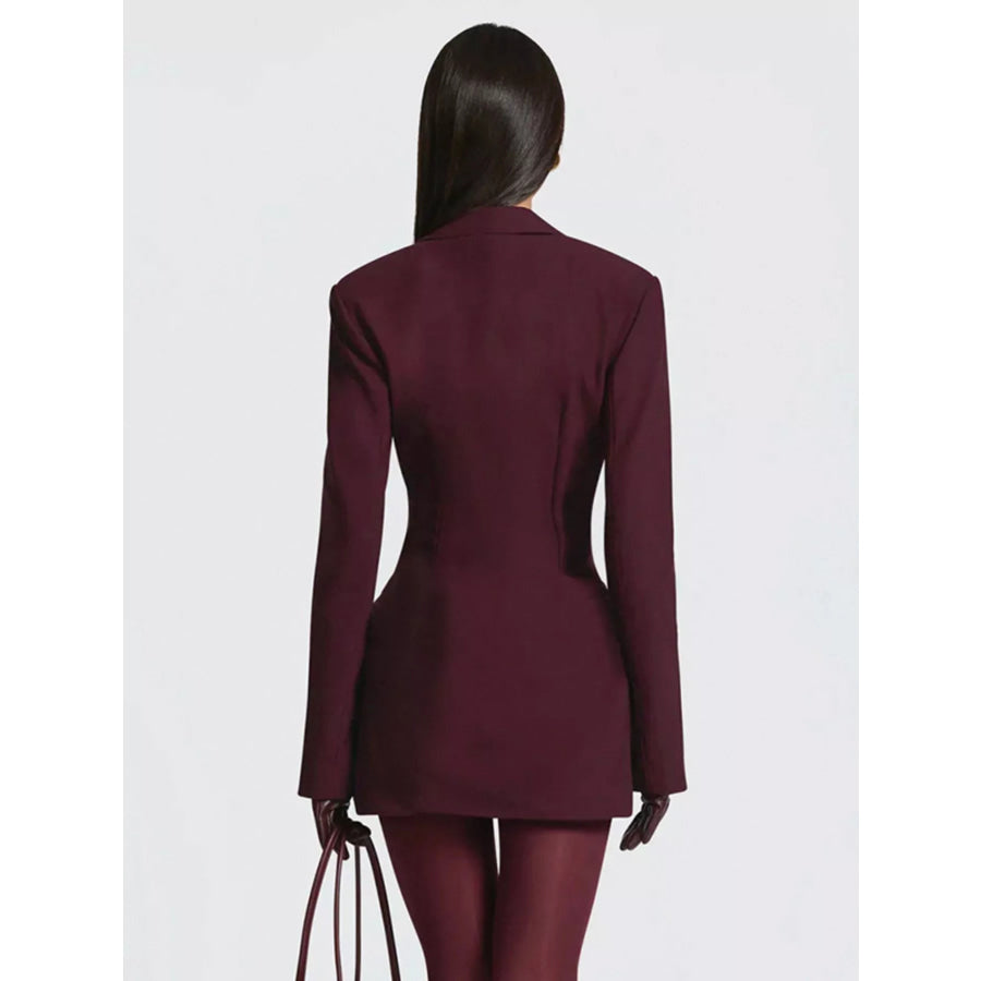 Full Size Blazer-Style Long Sleeve Mini Dress Plus Size Apparel and Accessories