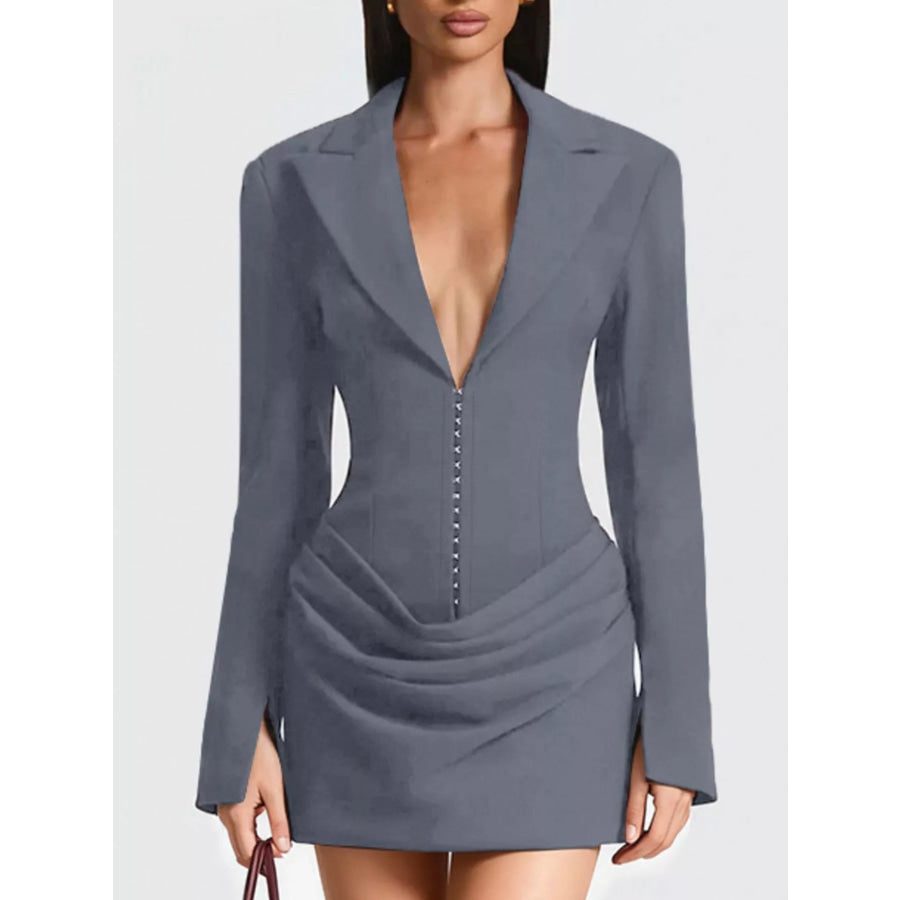 Full Size Blazer-Style Long Sleeve Mini Dress Plus Size Apparel and Accessories