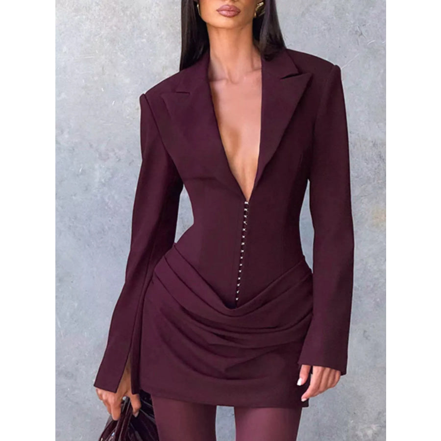 Full Size Blazer-Style Long Sleeve Mini Dress Plus Size Apparel and Accessories