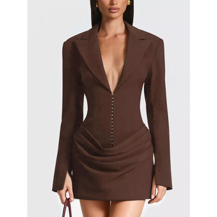 Full Size Blazer-Style Long Sleeve Mini Dress Plus Size Apparel and Accessories
