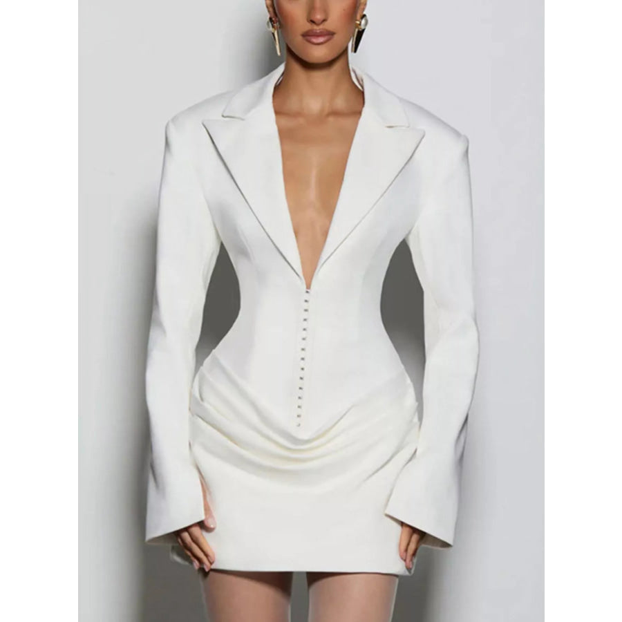 Full Size Blazer-Style Long Sleeve Mini Dress Plus Size Apparel and Accessories