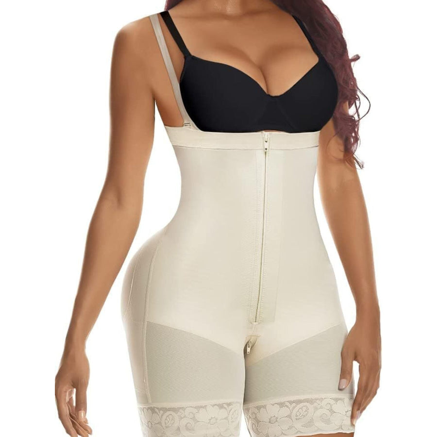 Full Size Full Body Zipper Shaping Bodysuit Plus Size Cream / S Apparel and Accessories