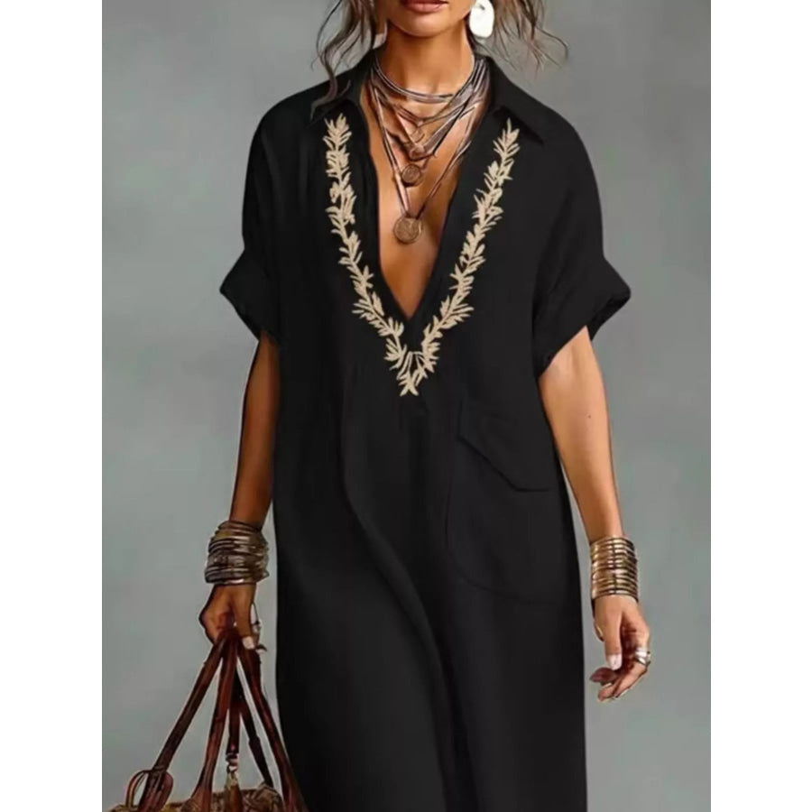 Full Size Bohemian Embroidered Maxi Dress Plus Size Apparel and Accessories